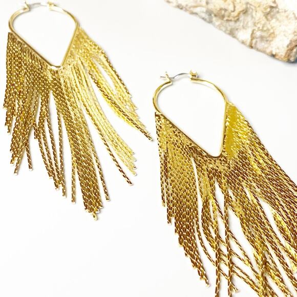 NEW Dusk till Dawn Gold Fringe Earrings - Picture 9 of 9